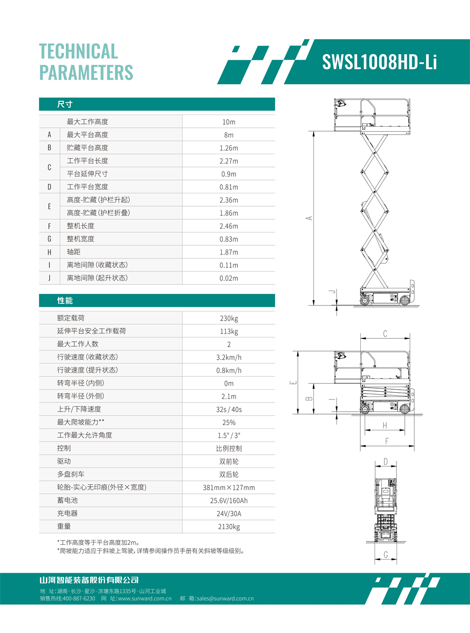 SWSL1008HD Li 電動電驅剪叉式高空作業平臺